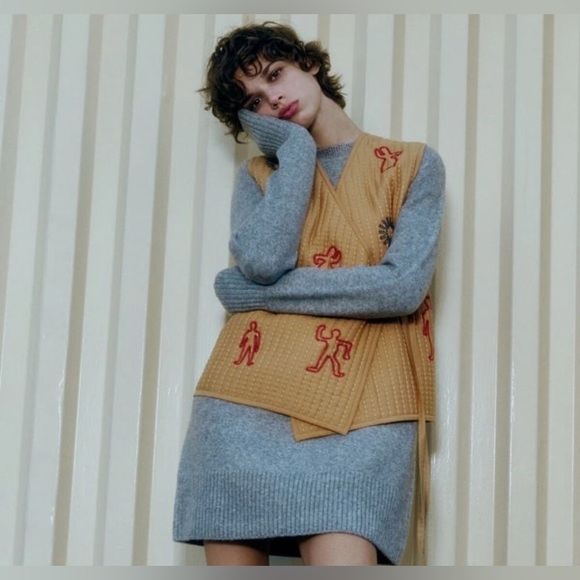 NEW ZARA - Indigenous Inspired Tan Embroidered Vest Size Large - Picture 3 of 11